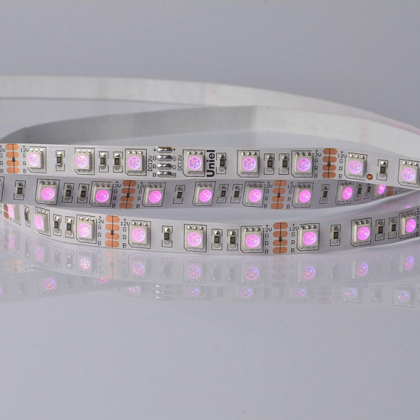 Светодиодная лента UNIEL (04932) ULS-5050-60LED/m-10mm-IP20-DC24V-14,4W/m-5M-RGB катушка в герметичной упаковке