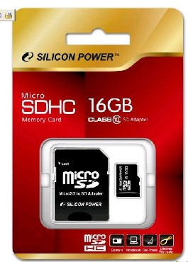 Карта памяти SILICON POWER MicroSDHC 16GB Class10+адаптер