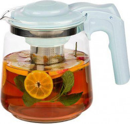 MALLONY Чайник заварочный, Spoleto, объем 1,5 л, стеклянный, ручка/крышка из полипропилена, голубой (910129)