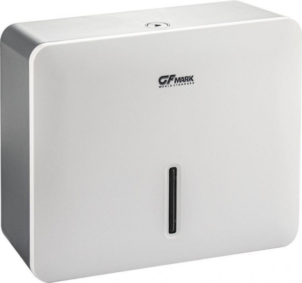 Диспенсер для бумажного полотенца GFMARK 9161 Диспенсер для бумажного полотенца, с ключом, БЕЛЫЙ, с ГЛАЗКОМ, пластиковый, прямой. Для салфеток Z сложения