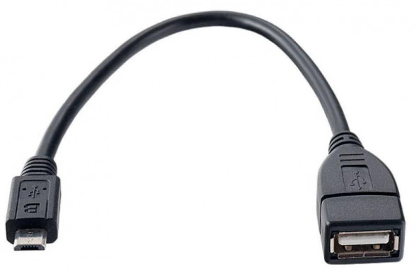 Кабель VS (U202) USB2.0 A розетка-MicroUSB вилка(OTG); 0,2м черный