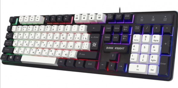 Проводная игровая клавиатура DEFENDER (45078) Dark Knight GK-077 RU,бел-черн
