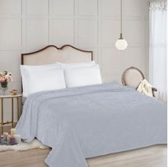 Плед ОРИОН НФ-00003147 Wellsoft luxe/Полоса, серо-голубой/Евро-мини