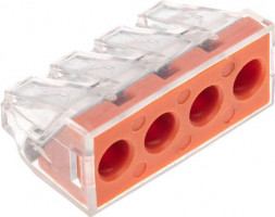 Клемма REXANT (07-5279) Экспресс-клемма СМК 773-174 с пастой, 4-проводная 0,75-6 мм (50 шт/уп)