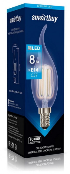 Лампа SMARTBUY (SBL-C37FCan-8-40K-E14) 8W/4000/E14