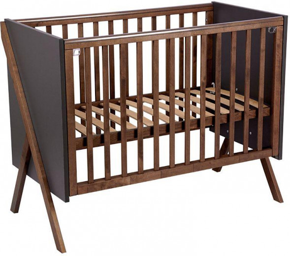 Мебель для новорожденных POLINI Кровать детская kids Porto 1300 графит-дуб крафт (1 кор.)