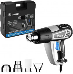 Фен строительный DEKO DKHG2500 PRO в кейсе, с LCD дисплеем, 2500Вт 085-1078