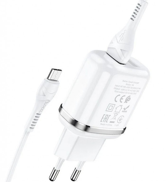 СЗУ HOCO (6931474729378) N3 1USB 3.0A QC3.0 MICRO USB 1м белый