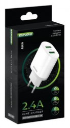 Сетевое ЗУ EXPLOYD EX-Z-1429 СЗУ 2.4A 2хUSB белый