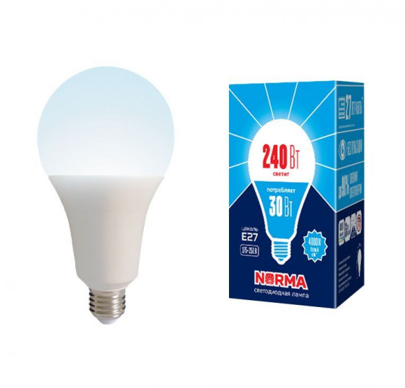 Мощные лампы А (Форма А) VOLPE (UL-00005605) LED-A95-30W/4000K/E27/FR/NR