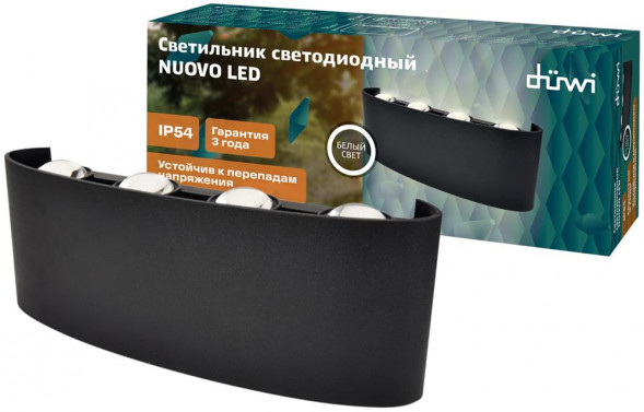 Светильник настенный накладной DUWI 24775 7 NUOVO LED 8Вт 4200К термостойкий пластик черный