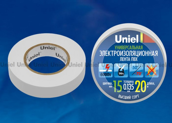 Изоляционная лента UNIEL (04488) UIT-135P 20/15/01 WHT