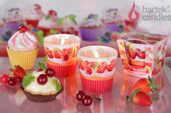 Свеча BARTEK ароматизированная в стакане - Фруктовые маффины 115гр (Fruit muffins)