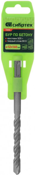 Бур СИБРТЕХ Бур по бетону, 12 x 160mm, SDS PLUS// СИБРТЕХ Бур по бетону, 12 x 160mm, SDS PLUS//