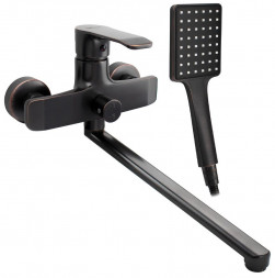 Смеситель для ванны GFMARK 5770 Смеситель в ванную длинный нос шаровый с дивертором на корпусе, под состаренную медь