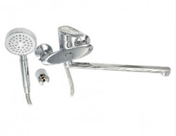 Смеситель для ванны RUSSIA-MOSCOW 2171 Смеситель в ванную с дивертором на корпусе шаровый с сатеновой ручкой с УЗОРОМ