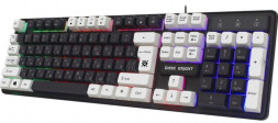 Проводная игровая клавиатура DEFENDER (45077) Dark Knight GK-077 RU,черн-бел