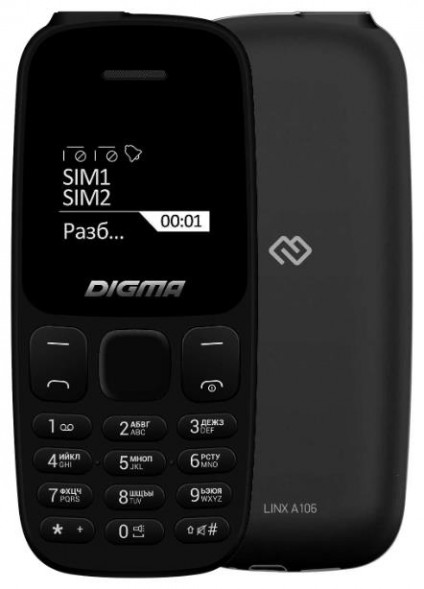 Телефон мобильный DIGMA Linx A106 32Mb Black (LT1065PM)