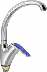 Смеситель для кухни RUSSIA-MOSCOW 2554 Смеситель кухонный боковой с синей ручкой