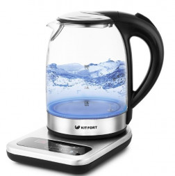 Чайник KITFORT КТ-657 нержавеющая сталь/черный (стекло)
