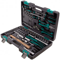 Набор инструментов STELS Набор инструментов, 1/2&quot;, 1/4&quot;, CrV, 12 гранные головки, пластиковый кейс, 76 предметов 14116