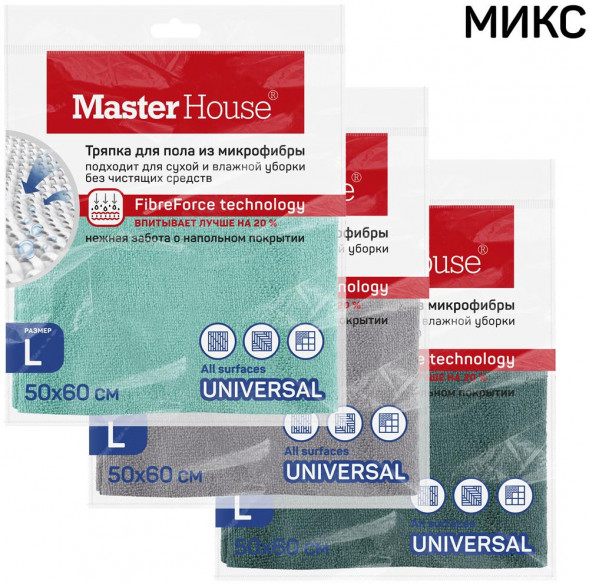 Тряпка для пола MASTER HOUSE MT 02L из микрофибры L 50x60см 60176