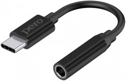 PERO Переходник AD09, USB Type-C (m) - Jack 3.5 (f), 0.1м, черный