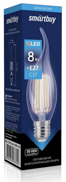 Лампа SMARTBUY (SBL-C37FCan-8-40K-E27) 8W/4000/E27