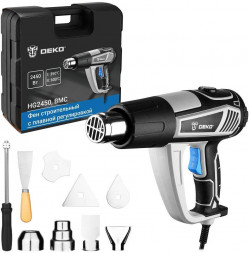 Фен строительный DEKO HG2450 в кейсе, с плавной регулировкой, 2450 Вт 085-1130