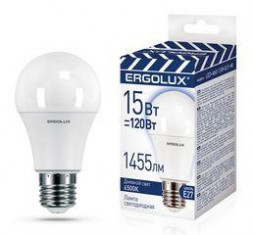 Лампа ERGOLUX (14784) LED-A60-15W-E27-6K (Эл.лампа светодиодная ЛОН 15Вт Е27 6500К 220-240В, ПРОМО)