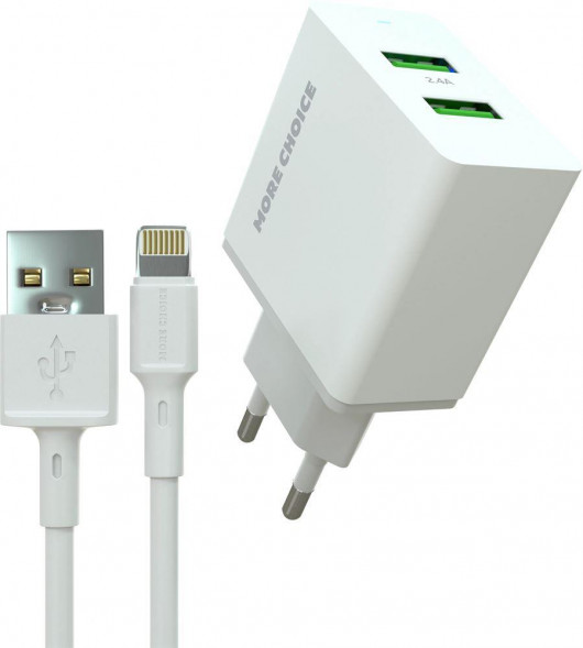 СЗУ MORE CHOICE (4610196409028) NC11i СЗУ 2USB 2.4A для Lightning 8-pin White