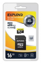 Карта памяти EXPLOYD MicroSDHC 16GB Class10 UHS-1 ELITE + адаптер SD (45 MB/s) [EX016GCSDHC10UHS-1-ElU1]