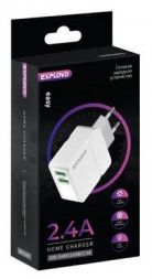 Сетевое ЗУ EXPLOYD EX-Z-1431 СЗУ 2.4A 2хUSB белый