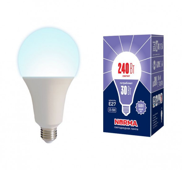 Мощные лампы А (Форма А) VOLPE (UL-00005606) LED-A95-30W/6500K/E27/FR/NR