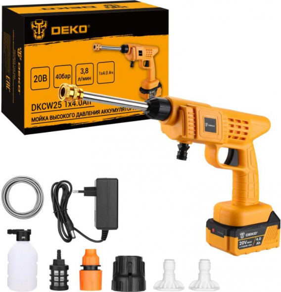 Мойка высокого давления DEKO DKCW25, 40 бар, 1x4.0Ач 063-4490