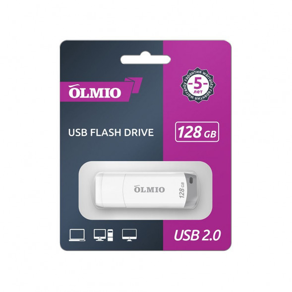Флэш OLMIO U-181 USB-Flash 128GB, 2.0 белый (042094)
