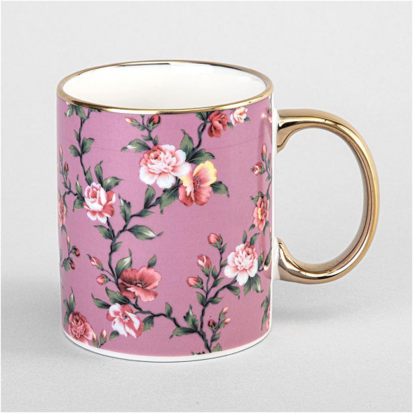 Кружка LEFARD КРУЖКА 340МЛ РОЗОВАЯ ЦВЕТЫ МАЛ УП=12ШТ 97-757