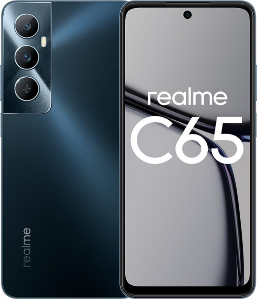 REALME Смартфон RMX3910 C65 256Gb 8Gb черный моноблок 3G 4G 2Sim 6.67 720x1600 Android 13 50Mpix 802.11 a/b/g/n/ac NFC GPS GSM900/1800 GSM1900 TouchSc