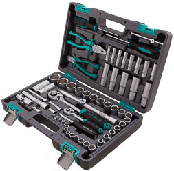 Набор инструментов STELS Набор инструментов, 1/2 , 1/4 , CrV, пластиковый кейс 69 предметов 14108