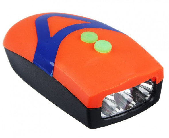 Велоаксессуары SILAPRO Фара-гудок велосипедная 3 режима, 3LED, пит.батар. (батар. не входят в компл) 3xААА 195-019