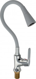 Смеситель для кухни МАК 4108 Смеситель кухонный боковой шаровый с гибким изливом СЕРОГО цвета с ДВУХРЕЖИМНЫМ аэратором