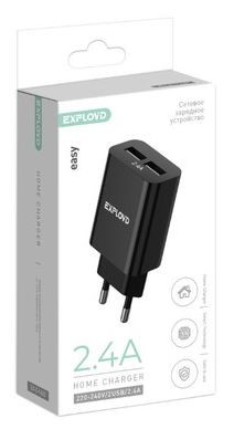 Сетевое ЗУ EXPLOYD EX-Z-1420 СЗУ 2.4A 2хUSB чёрный