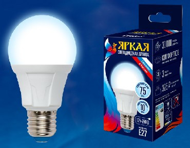 Лампа светодиодная UNIEL (UL-00002004) LED-A60 10W/DW/E27 Дневной свет