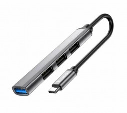USB-хаб HOCO (6931474765468) HB26 Metal Grey