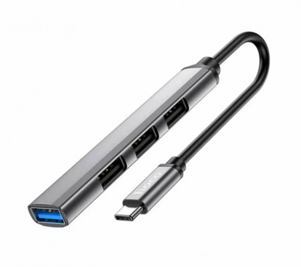 USB-хаб HOCO (6931474765468) HB26 Metal Grey