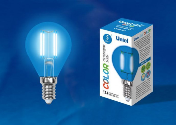 Лампочки светодиодные UNIEL (UL-00002989) LED-G45-5W/BLUE/E14 GLA02BL
