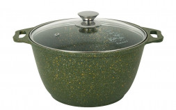 Кастрюля KUKMARA к41tsml а/пр литая 4,0л стекл/кр Trendy style malachite