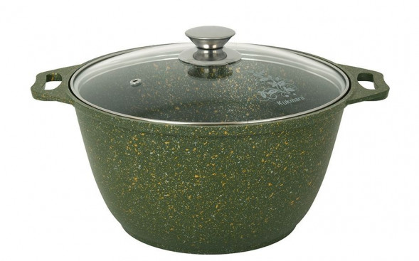 Кастрюля KUKMARA к41tsml а/пр литая 4,0л стекл/кр Trendy style malachite