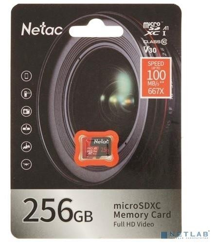 Карта памяти NETAC Micro SecureDigital 256GB P500 Extreme Pro MicroSDXC V30/A1/C10 up to 100MB/s, retail pack card only [NT02P500PRO-256G-S]
