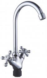 Смеситель АНТЕЙ 417333-ANT Дельта Смеситель д/кухни с 2-мя рукоятками с высоким изливом, креп.гайка